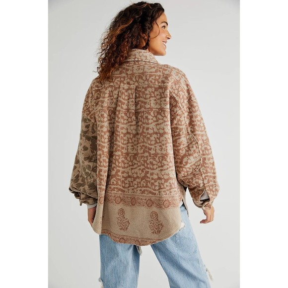 Free People Printed Ruby Jacket Tea Combo Medium EUC RARE Shirt Shacket Boho - Picture 4 of 9